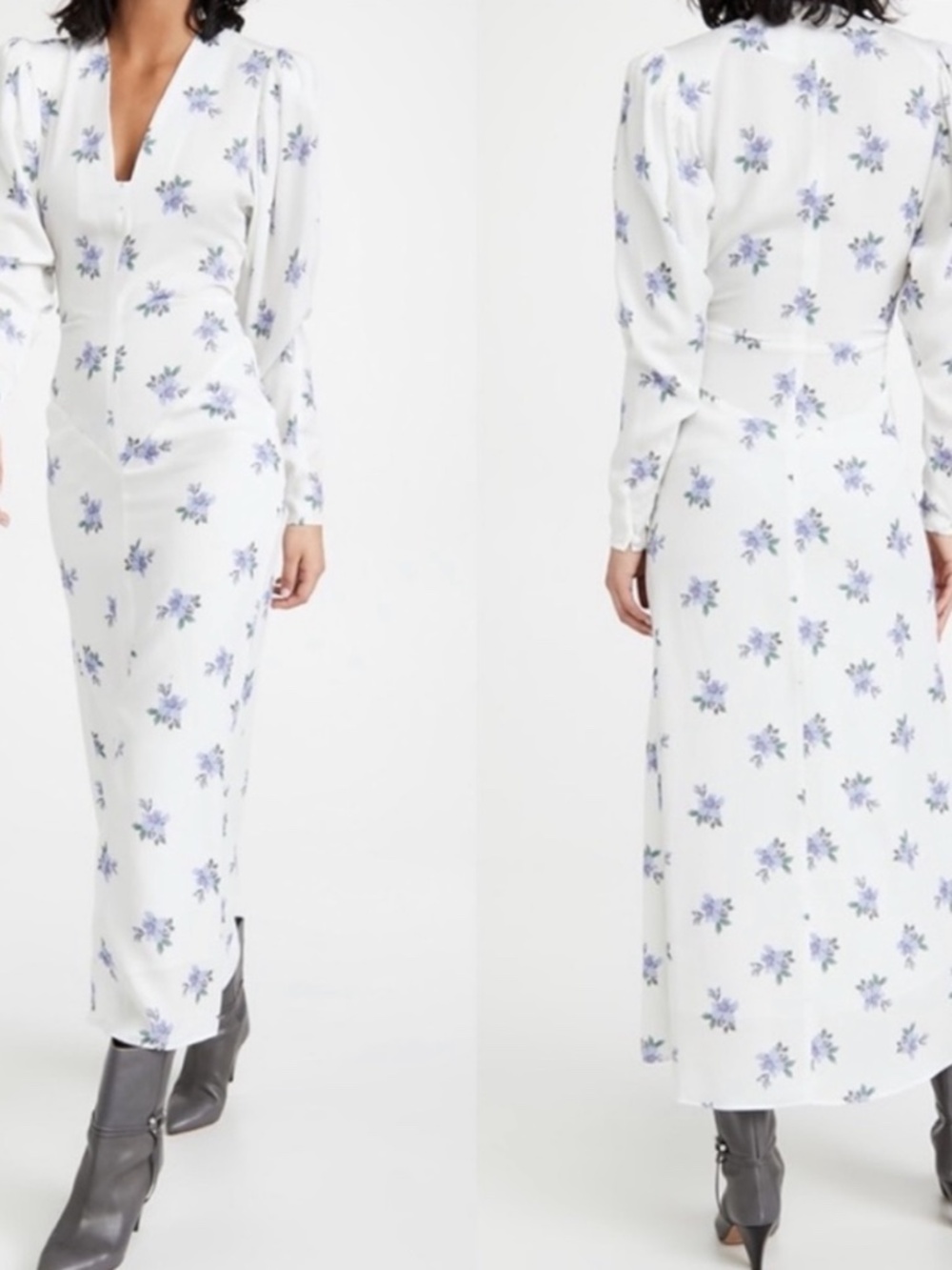 NEVER WORN Isabel Marant White Midi Dress with Lavender Floral Print